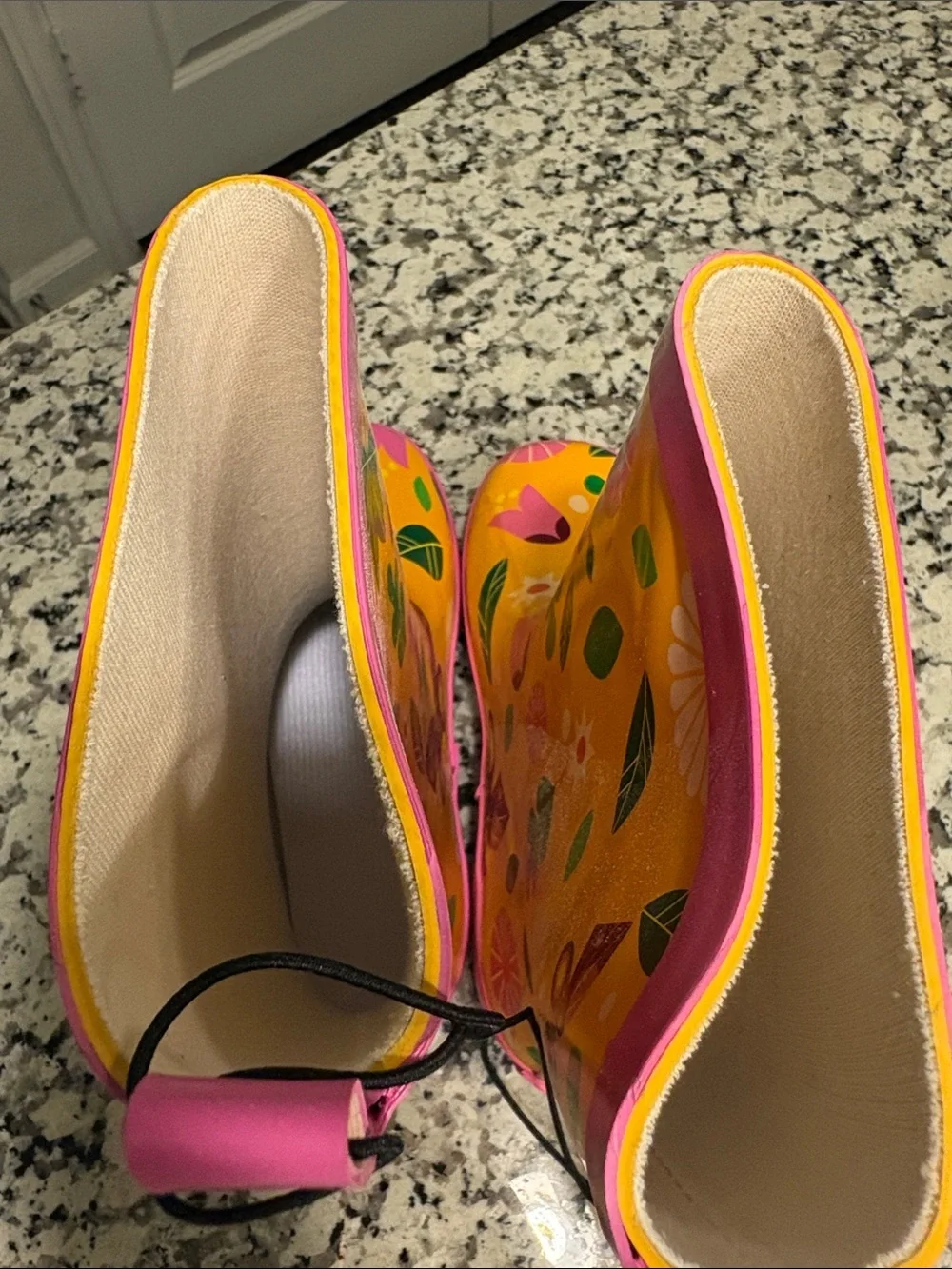 Carter's Bright Yellow Floral Kids Rain Boots with Pink Accents